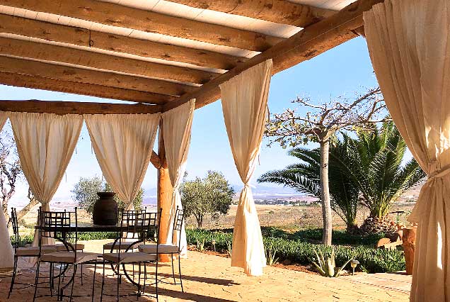 Pérgola en tronco natural descortezado en Cabo de Gata, Almería